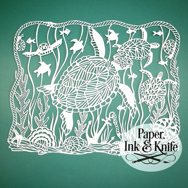 Paper Cut Outs Templates New Sea Turtles Papercut Template Paper Ink and Knife