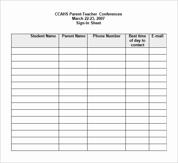 Parent Teacher Conference form Pdf Best Of Sign In Sheet Template 21 Download Free Documents In Pdf Word Excel