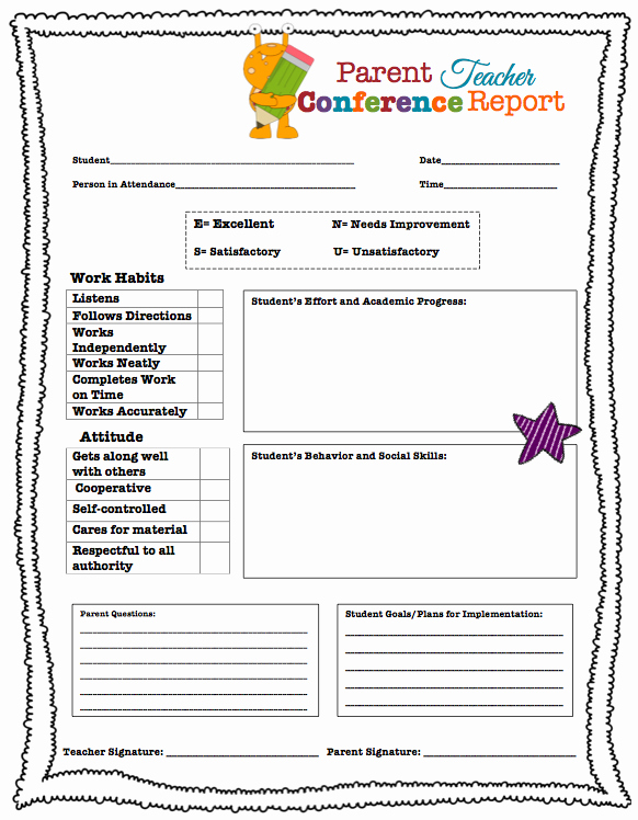 Parent Teacher Conference form Pdf Lovely Parent Conference Request form Elementary