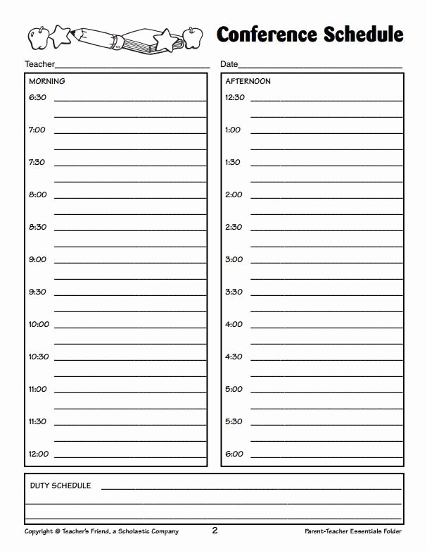 Parent Teacher Conference Schedule Template Lovely Conference Scheduler Child Fun Activities