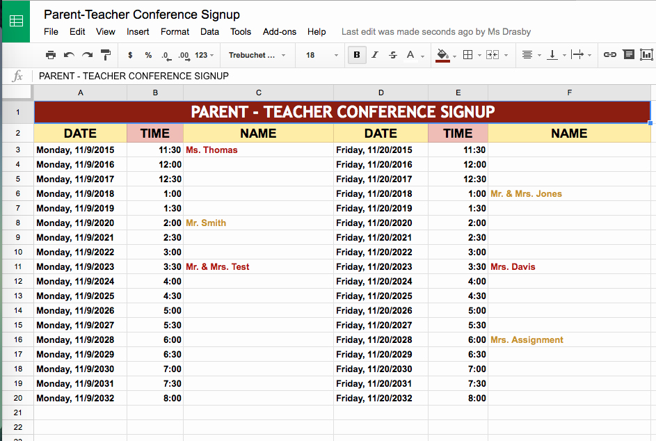 Parent Teacher Conference Schedule Template Luxury Gafe Templates – Ms Drasby S Tech Babble