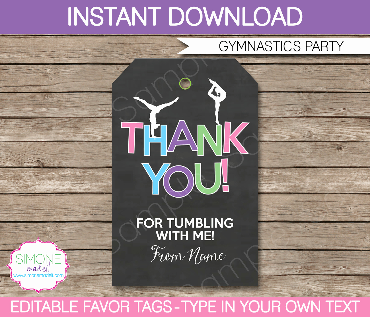 Party Favor Tags Template Awesome Gymnastics Party Favor Tags Thank You Tags