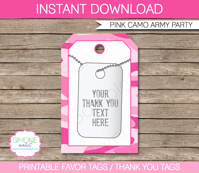 Party Favor Tags Template Inspirational Army Pink Camo Party Favor Tags