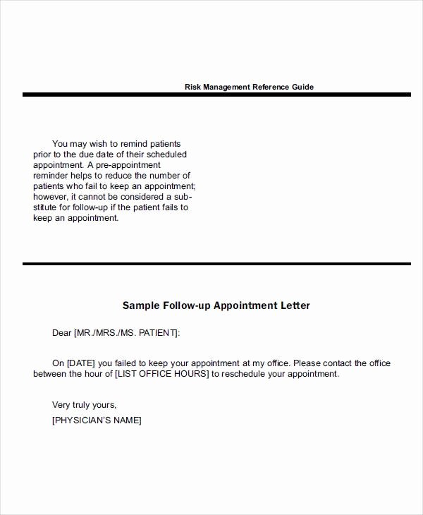 Patient Follow Up Letter Templates Beautiful 58 Sample Appointment Letters Word Apple Pages Google Docs
