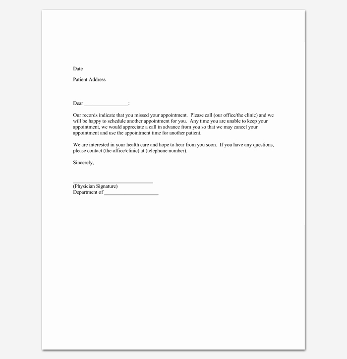 Patient Follow Up Letter Templates Fresh Doctor Appointment Letter Template 14 Samples Examples formats