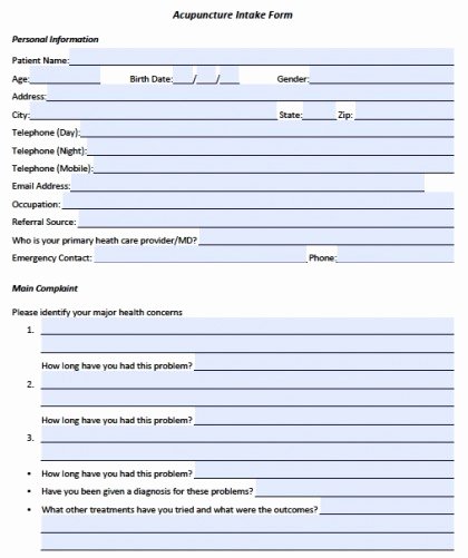 Patient Intake form Pdf Lovely Download Acupuncture Intake form Wikidownload