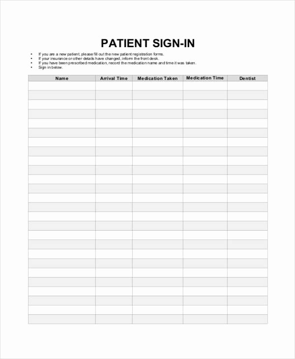Patient Sign In Sheet Best Of Patient Sign In Sheet Printable