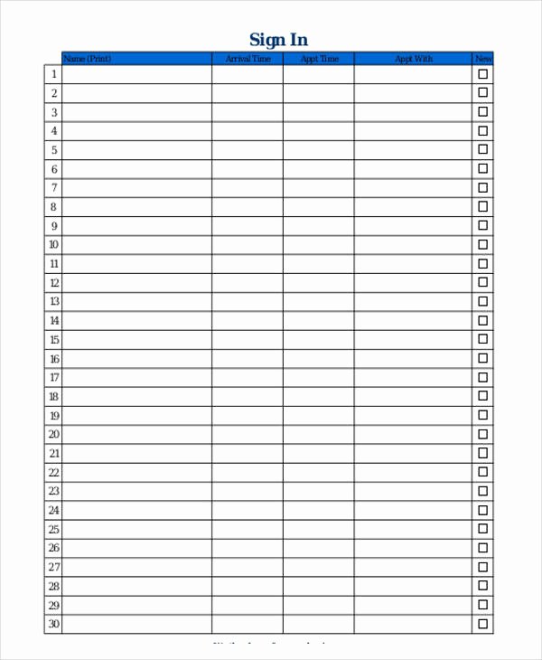 Patient Sign In Sheet Inspirational 8 Patient Sign In Sheet Templates