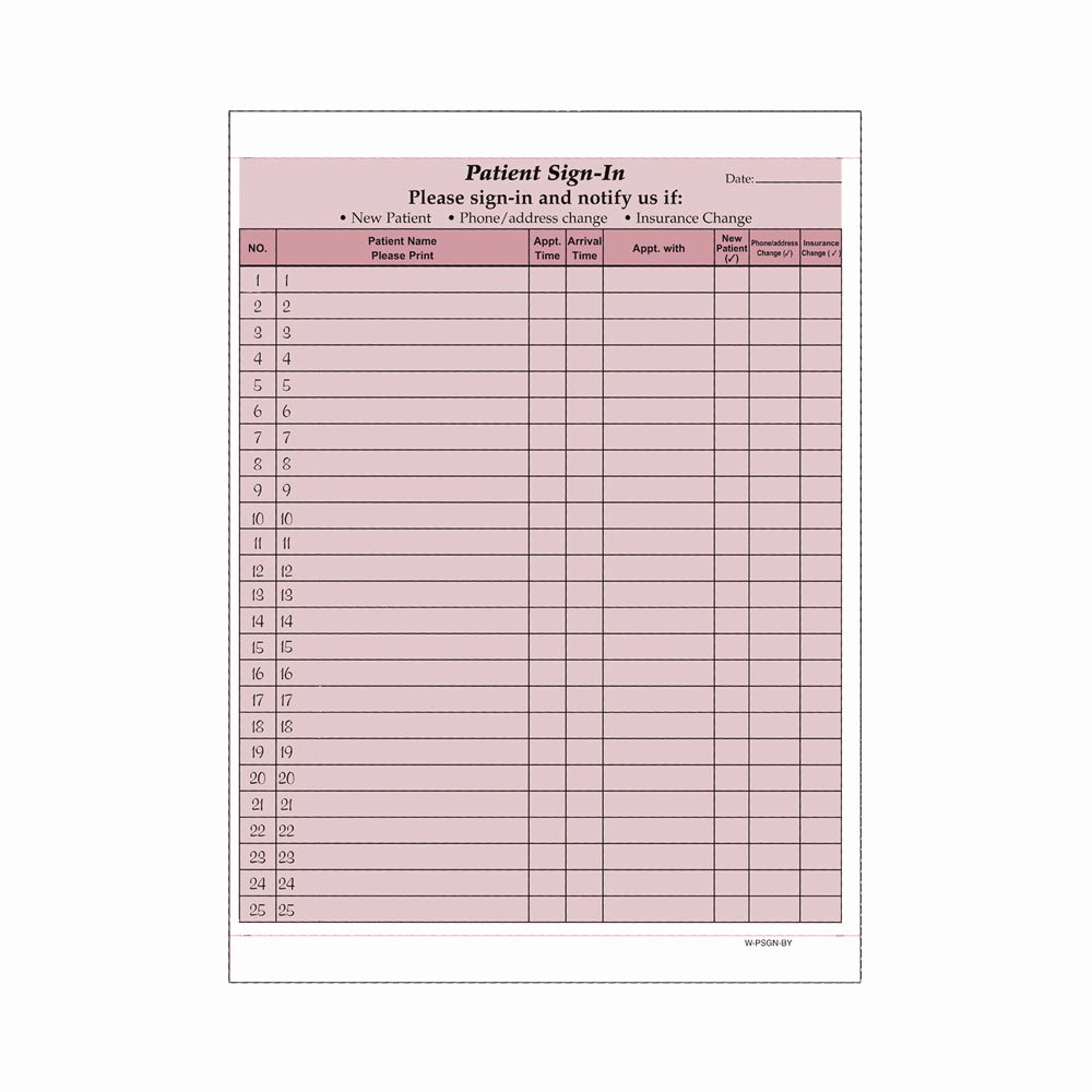 Patient Sign In Sheets Awesome S 9355 Bur Patient Sign In Sheets Hipaa Pliant 8 1 2&quot; X 11&quot; Carbonless form Burgandy