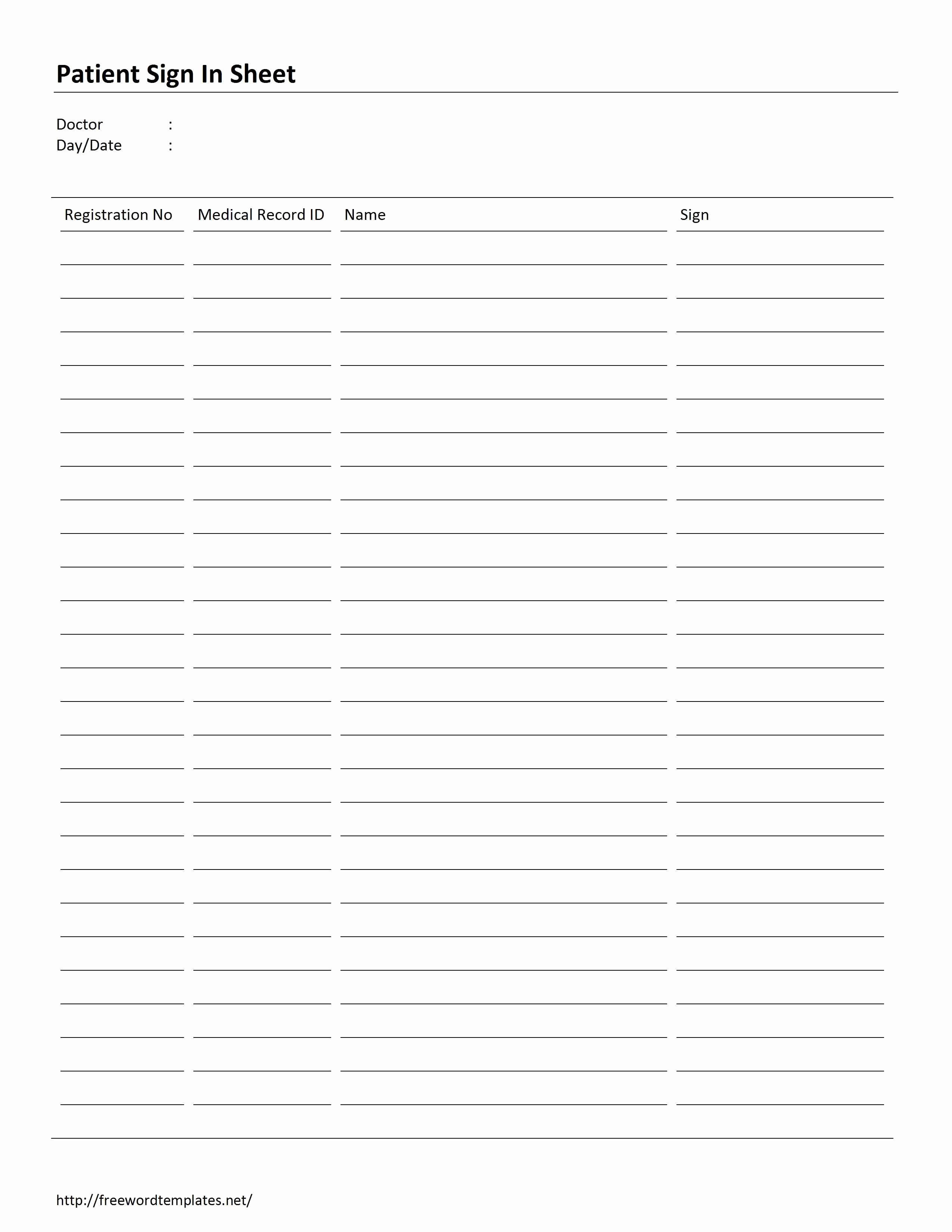 Patient Sign In Sheets Beautiful Patient Sign In Sheet Template