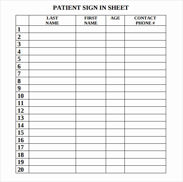 Patient Sign In Sheets Beautiful Sample Medical Sign In Sheet 7 Documents In Pdf Word