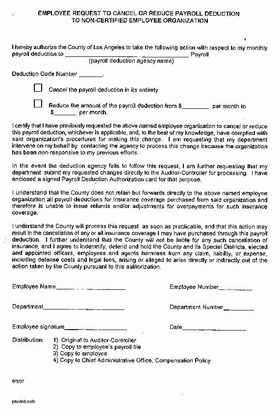 Payroll Deduction Authorization form Awesome 11 Employee Payroll Deduction form