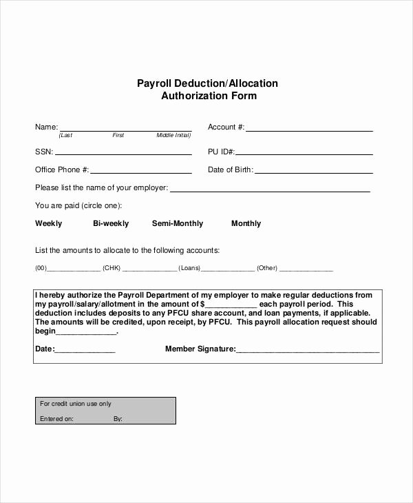 Payroll Deduction Authorization form Beautiful Payroll Deduction form – Emmamcintyrephotography
