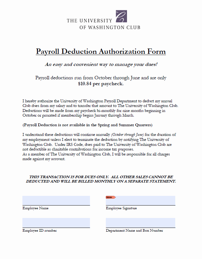 Payroll Deduction Authorization form Best Of Payroll Deduction form – Emmamcintyrephotography