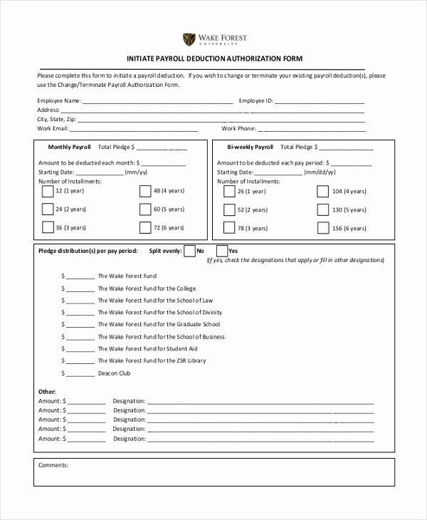 Payroll Deduction Authorization form Fresh Free 12 Sample Payrolle Deduction forms