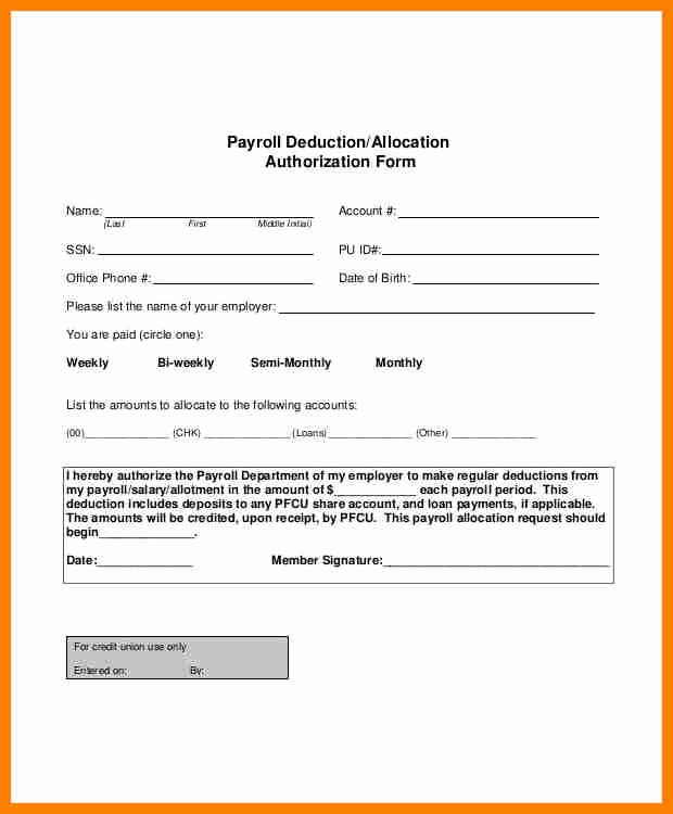 Payroll Deduction Authorization form Inspirational 6 Payroll Deduction Agreement