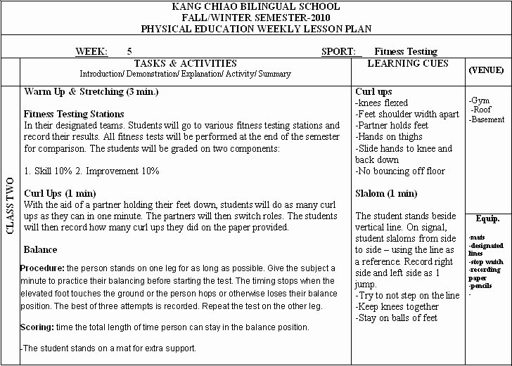 Pe Lesson Plan Template Beautiful Physical Education Department Pe Weekly Lesson Plans