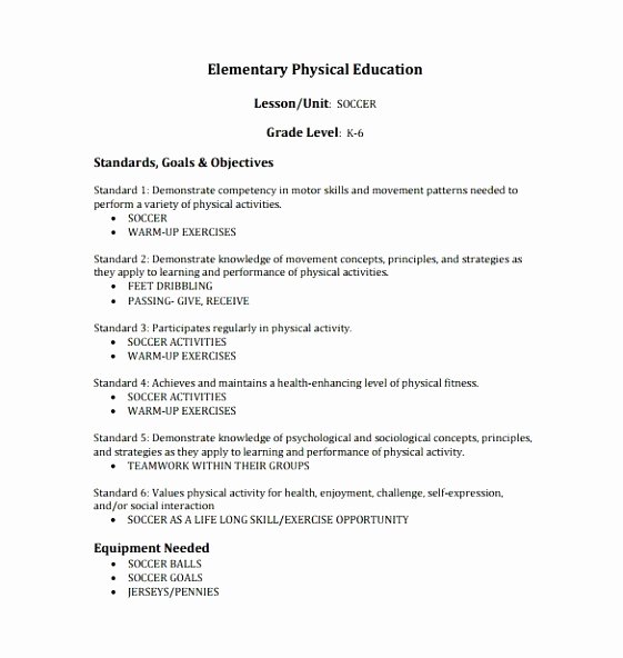 Pe Lesson Plan Template Best Of 8 Physical Education Unit Plan Template Aaery