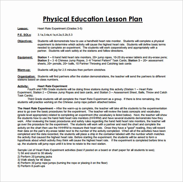 Pe Lesson Plan Template Elegant 7 Physical Education Lesson Plan Templates Word Apple Pages Google Docs