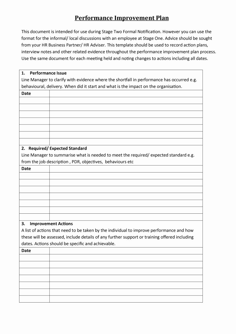 Performance Improvement Plan Template Word Awesome 41 Free Performance Improvement Plan Templates &amp; Examples Free Template Downloads