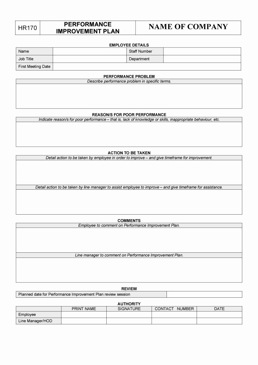 Performance Improvement Plan Template Word Lovely 41 Free Performance Improvement Plan Templates &amp; Examples Free Template Downloads