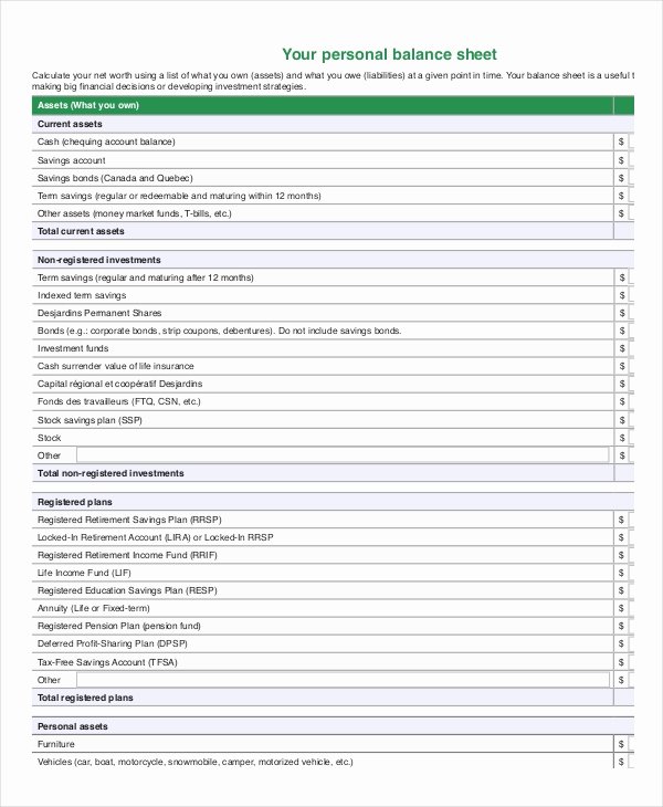 Personal Balance Sheet Template Lovely Balance Sheet 18 Free Word Excel Pdf Documents Download