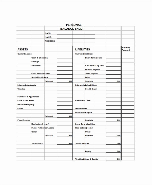 Personal Balance Sheet Template Unique Sample Balance Sheet 14 Examples In Pdf Word Excel