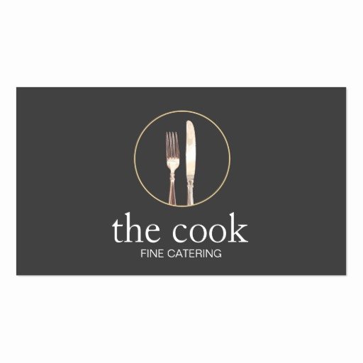 Personal Chef Business Cards Beautiful Personal Chef Elegant Catering fork &amp; Knife Black Business Card