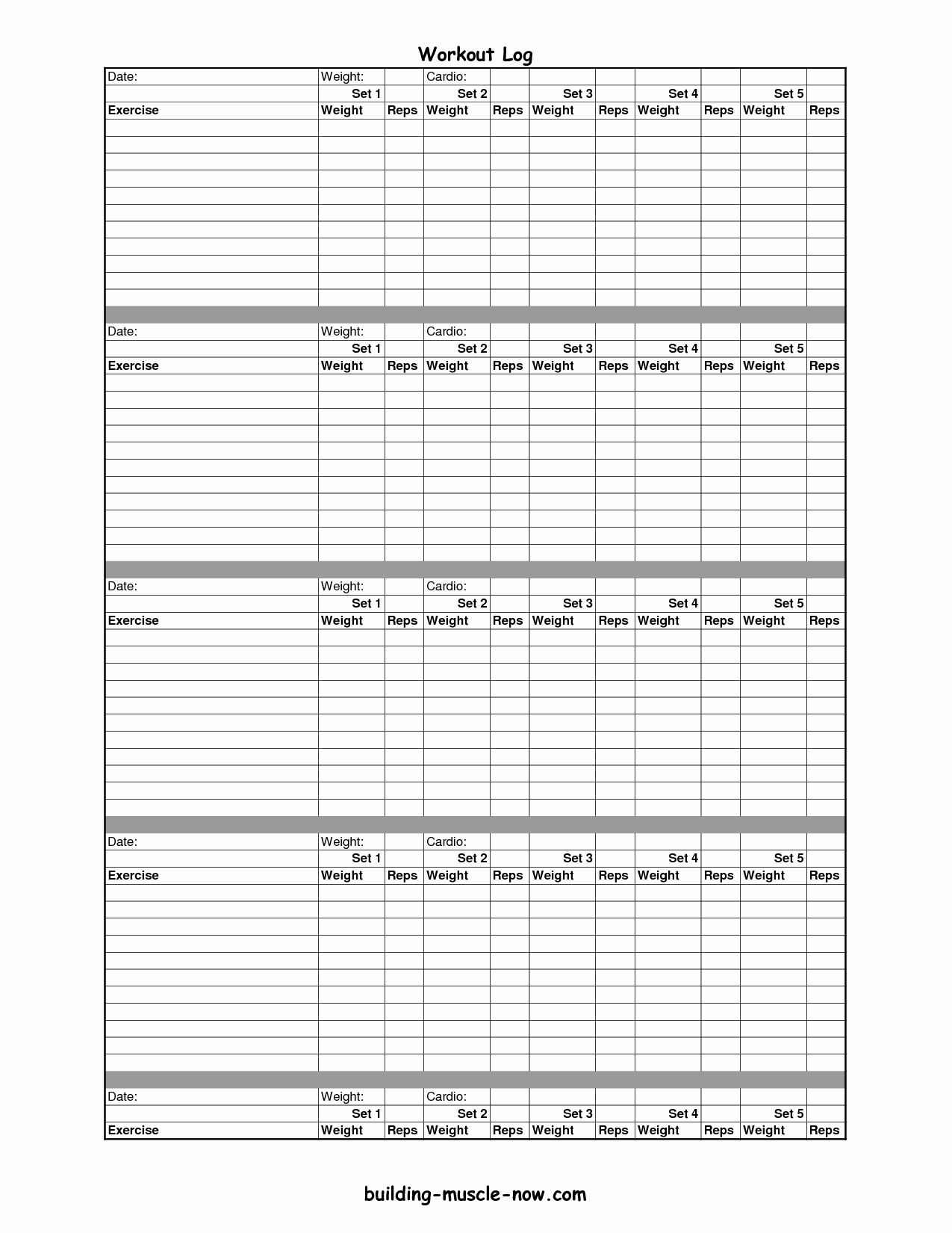 Personal Fitness Plan Template Lovely Printable Exercise Log Free Printable Workout Logs Fitness