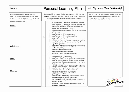 Personal Learning Plan Example Unique Mfl Personal Learning Plan for Ks3 by Runaway Teaching Resources Tes