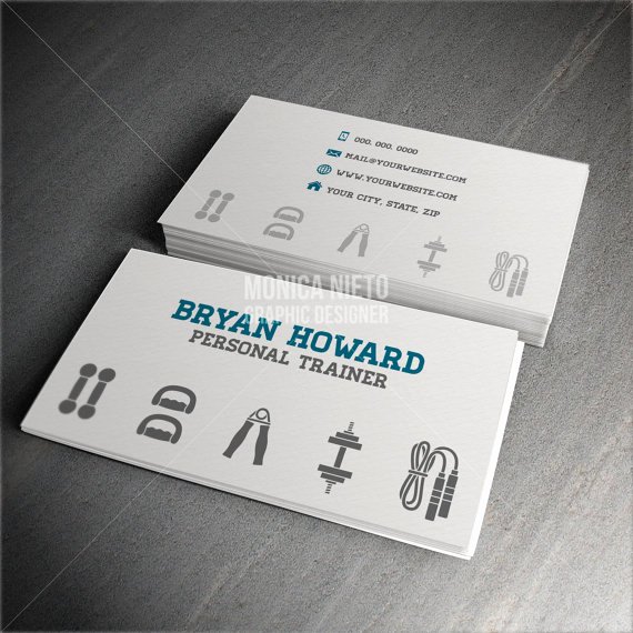 Personal Trainer Business Card Elegant Custom Printable Personal Trainer Business Card Template