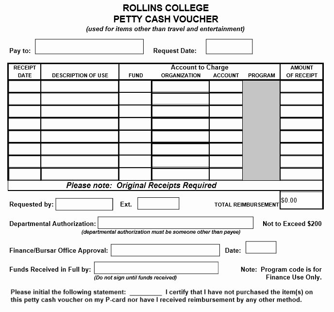 Petty Cash Voucher form Lovely 8 Free Sample Petty Cash Voucher Templates Printable Samples