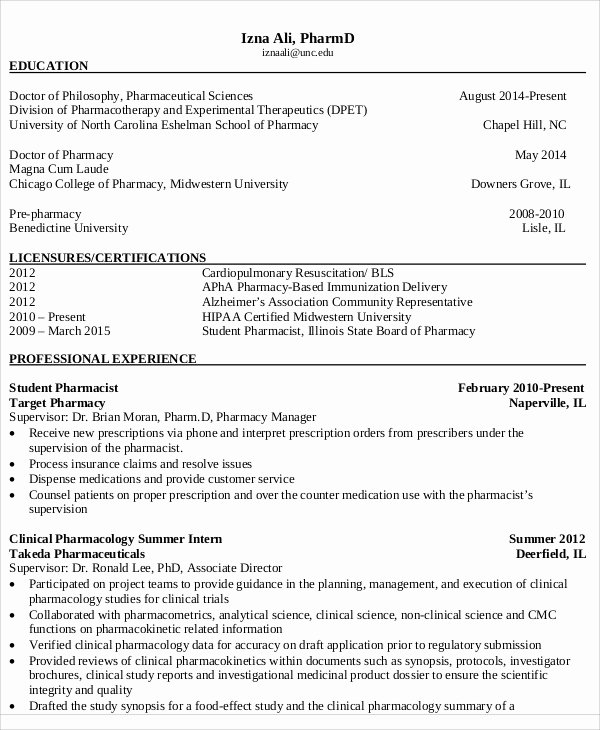 Pharmacy Curriculum Vitae Template New 7 Pharmacist Curriculum Vitae Templates Free Word Pdf format Download