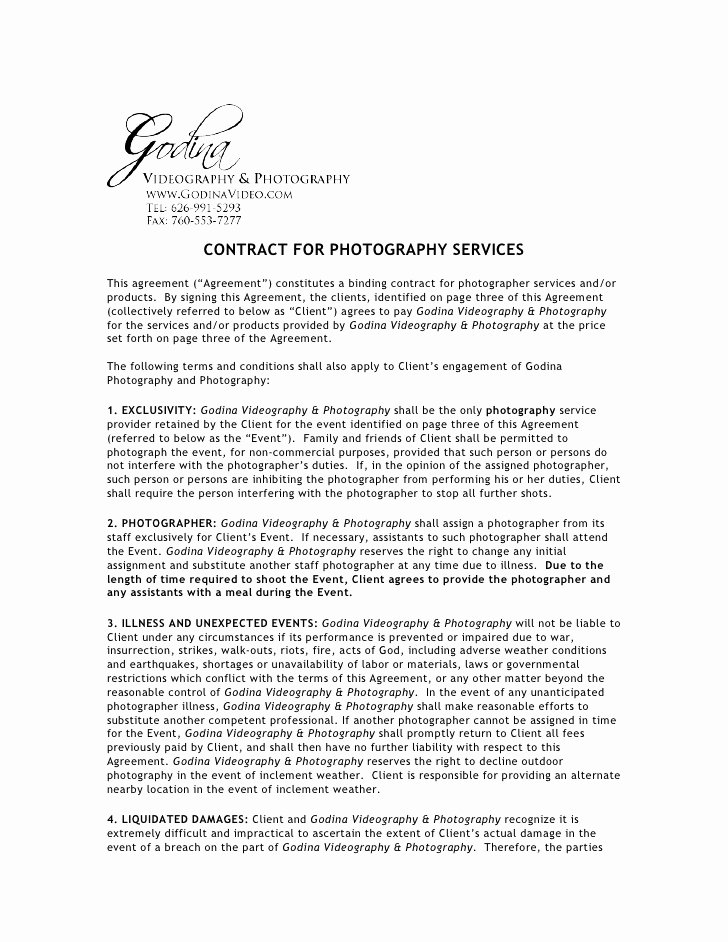 Photography Contract Template Pdf Beautiful Graphy Contract