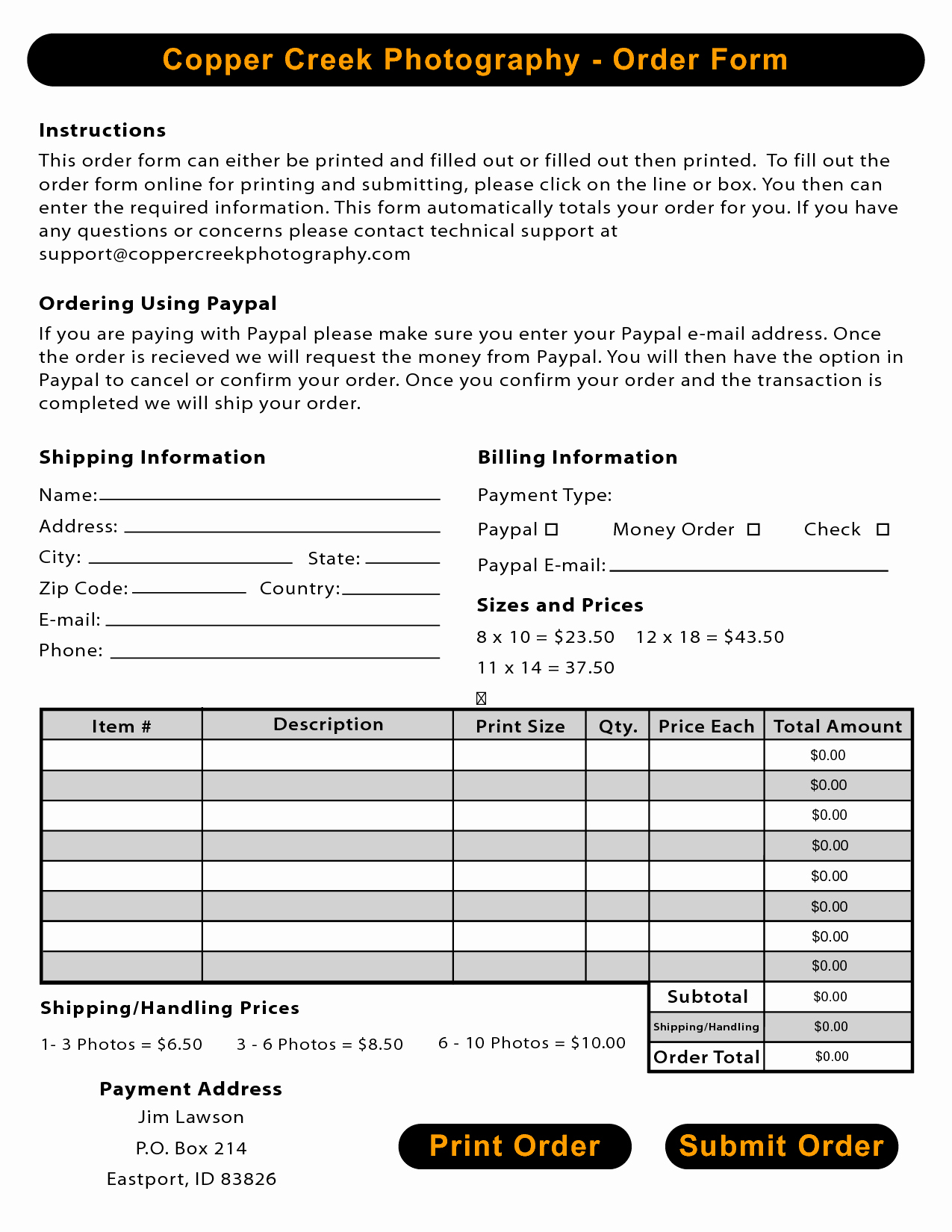 Photography order form Template Free New Sample Graphy order forms Graphy order forms Pdf Graphy
