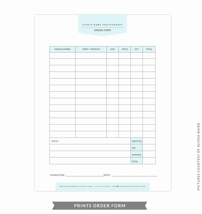 Photography order form Template Lovely 8 5x11 Prints order form Template