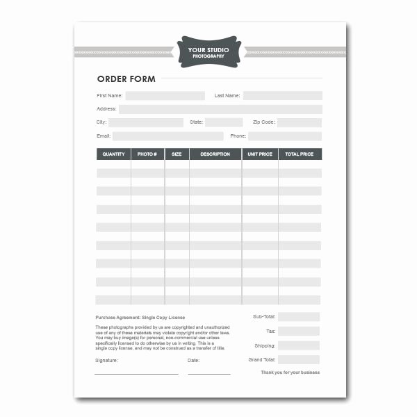 Photography order form Template Luxury Squijoo Graphy Studio order form Template
