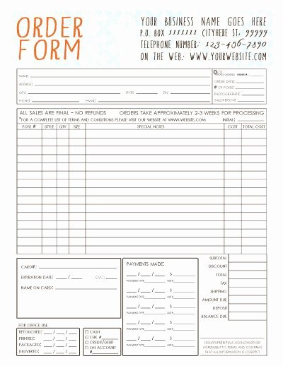 Photography order form Template Unique General Graphy Sales order form Template Available