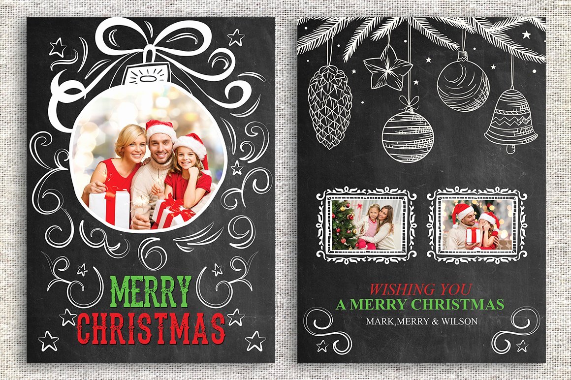 Photoshop Holiday Card Templates Beautiful Christmas Card Template Card Templates Creative Market