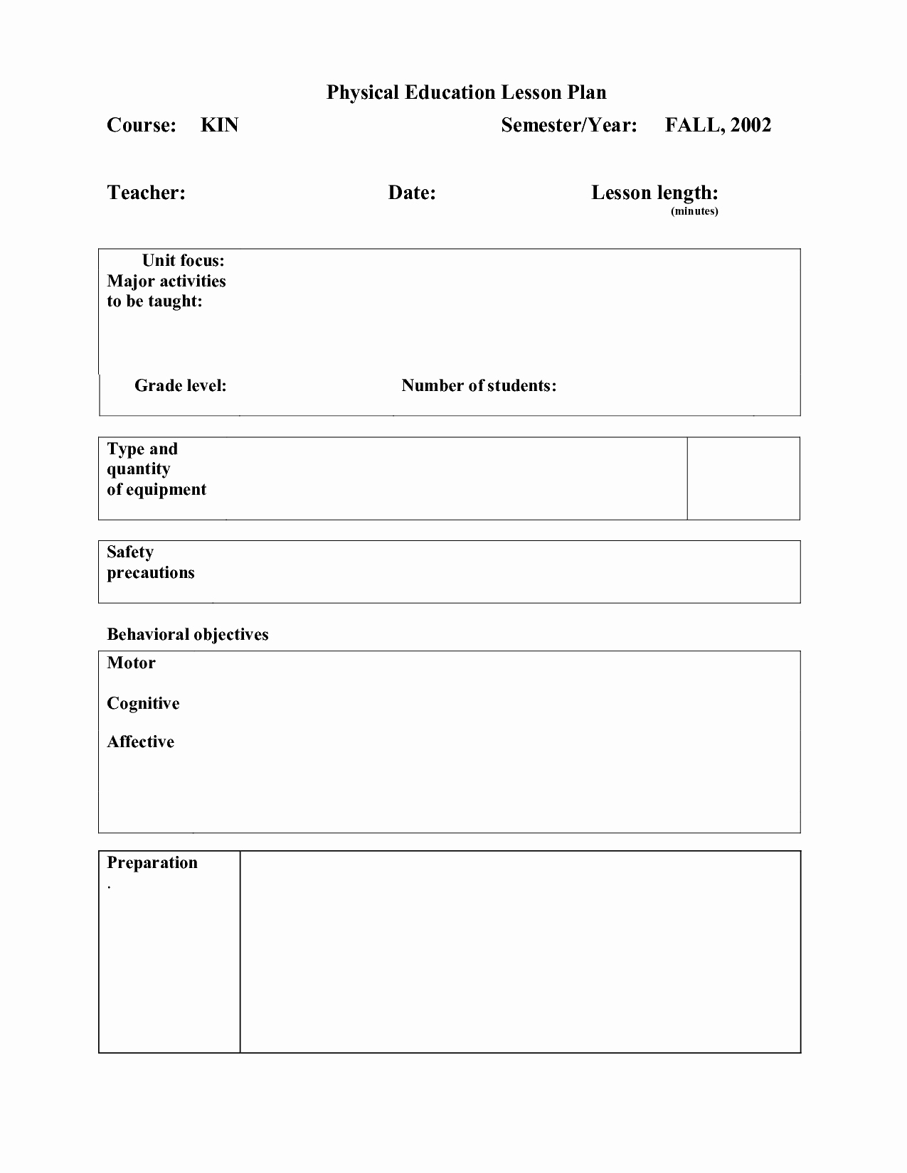 Phys Ed Lesson Plan Template Inspirational 12 Best Of Physical Ed Worksheets Physical Education Record Keeping form Physical