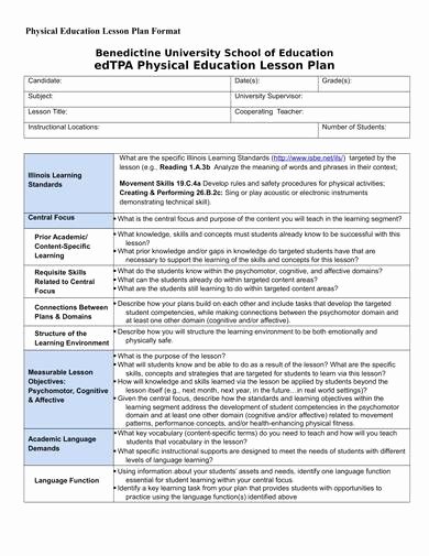 Physical Education Lesson Plan Template Best Of 9 Physical Education Lesson Plan Samples Pdf Word