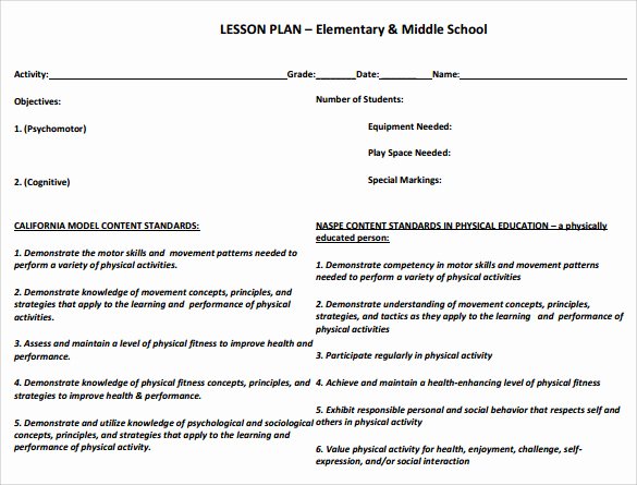 Physical Education Lesson Plan Template Best Of Sample Physical Education Lesson Plan 14 Examples In Pdf Word format