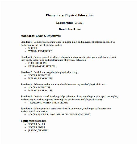 Physical Education Lesson Plan Template New Free 10 Physical Education Lesson Plan Samples In Pdf