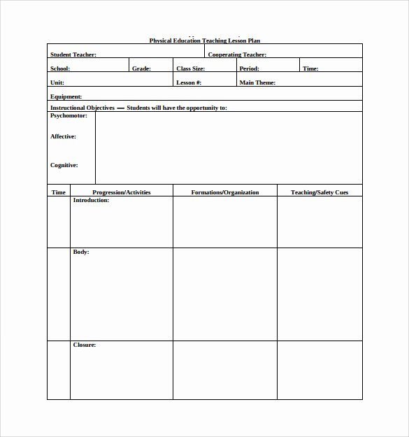 Physical Education Lesson Plans Template Elegant Sample Physical Education Lesson Plan 14 Examples In Pdf Word format