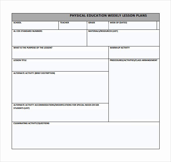 Physical Education Lesson Plans Template New Sample Physical Education Lesson Plan 14 Examples In Pdf Word format