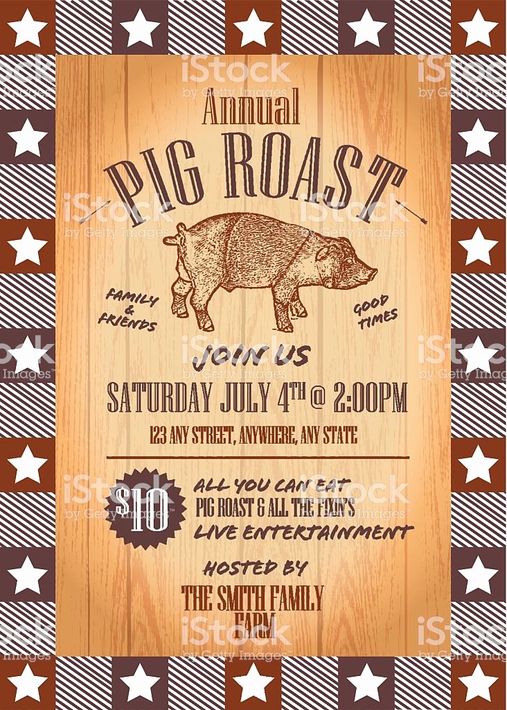 Pig Roast Invitation Template Free Awesome Summer Bbq Pig Roast Invitation Design Template Stock