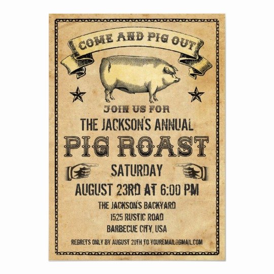Pig Roast Invitation Template Free Awesome Vintage Pig Roast Invitation