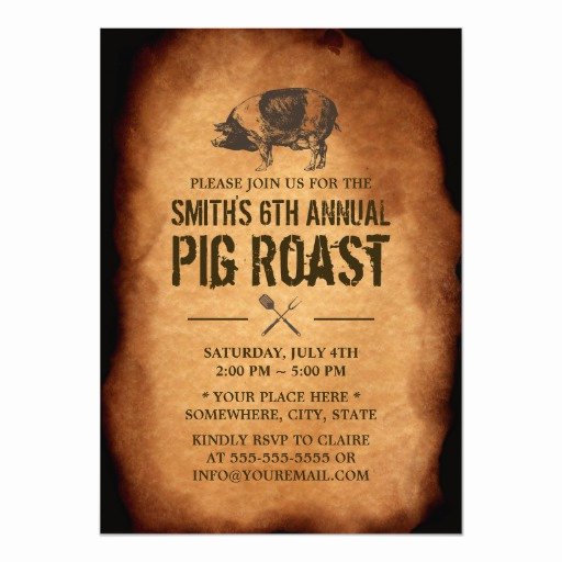 Pig Roast Invitation Template Free Lovely Vintage Old Annual Pig Roast Bbq Party Invitations