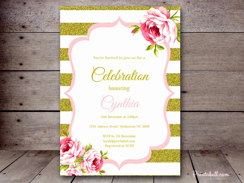 Pink and Gold Invitations Templates Lovely Editable Baby Shower Invitations – Printabell • Create