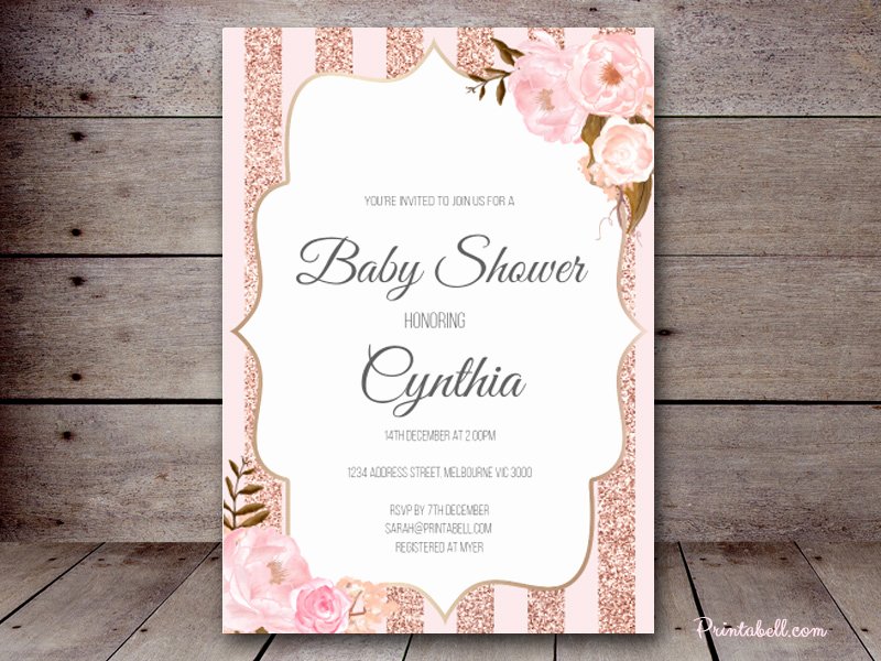 Pink and Gold Invitations Templates Luxury Editable Bridal Shower Invitations – Printabell • Create